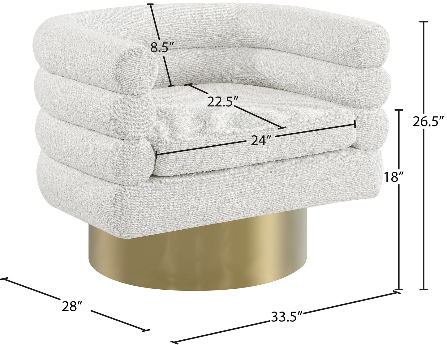 Tessa Boucle Fabric Swivel Accent Chair