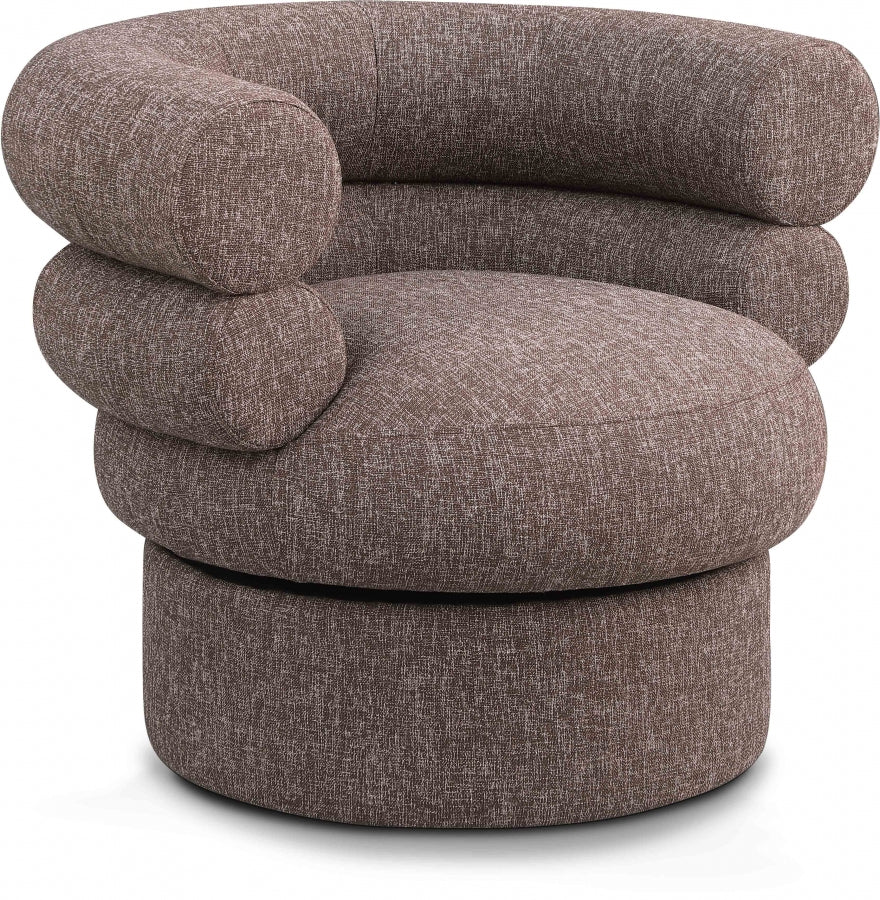 Valentina Linen Textured Fabric Upholstered Swivel Accent Chair