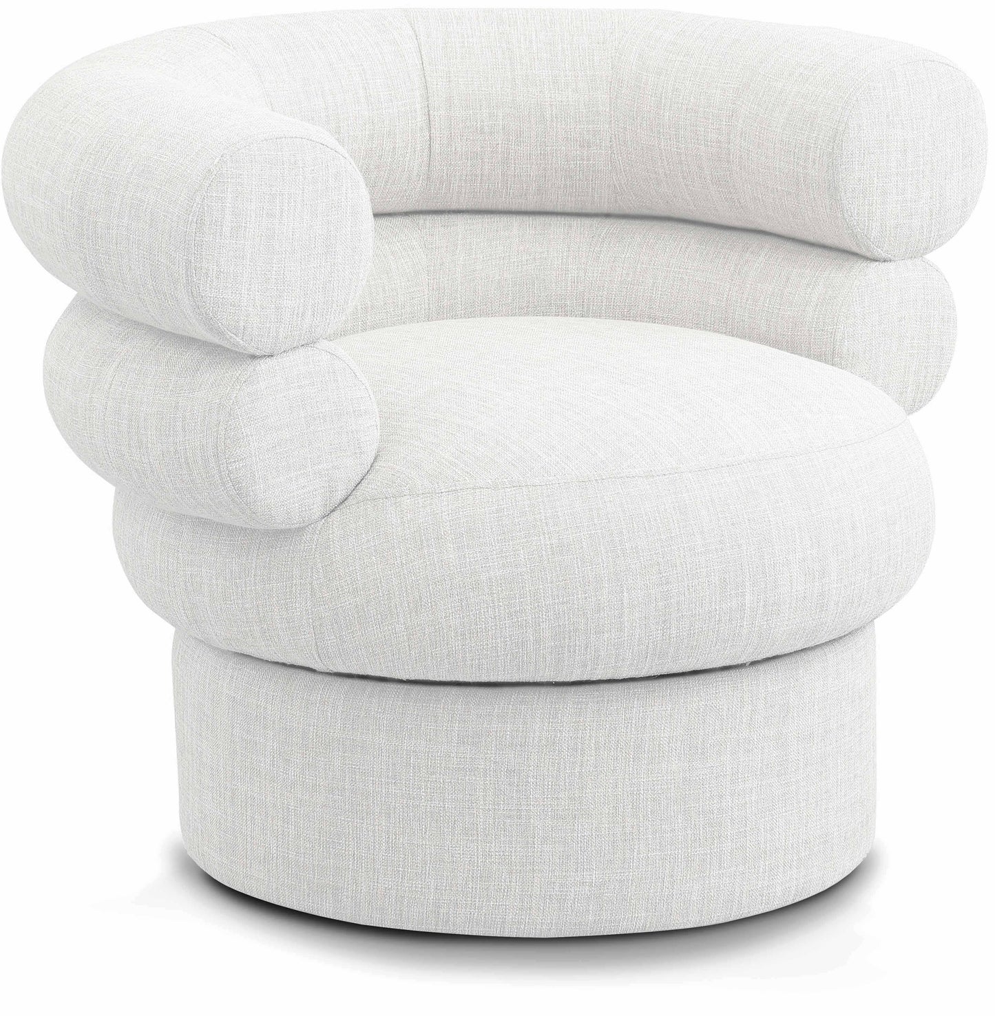 Valentina Linen Textured Fabric Upholstered Swivel Accent Chair