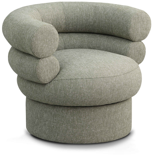 Valentina Linen Textured Fabric Upholstered Swivel Accent Chair
