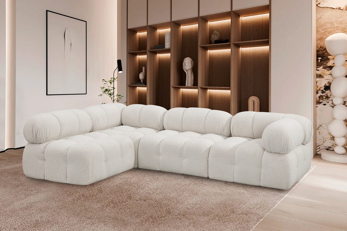 Ames 102" Boucle Fabric Upholstered 4pc. Modular Sectional