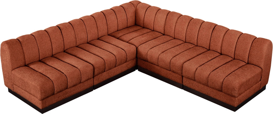 Quinn 98" Chenille Fabric Upholstered 5pc. Modular Sectional