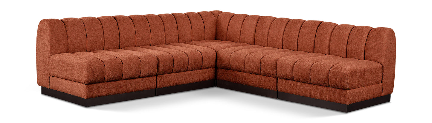 Quinn 98" Chenille Fabric Upholstered 5pc. Modular Sectional