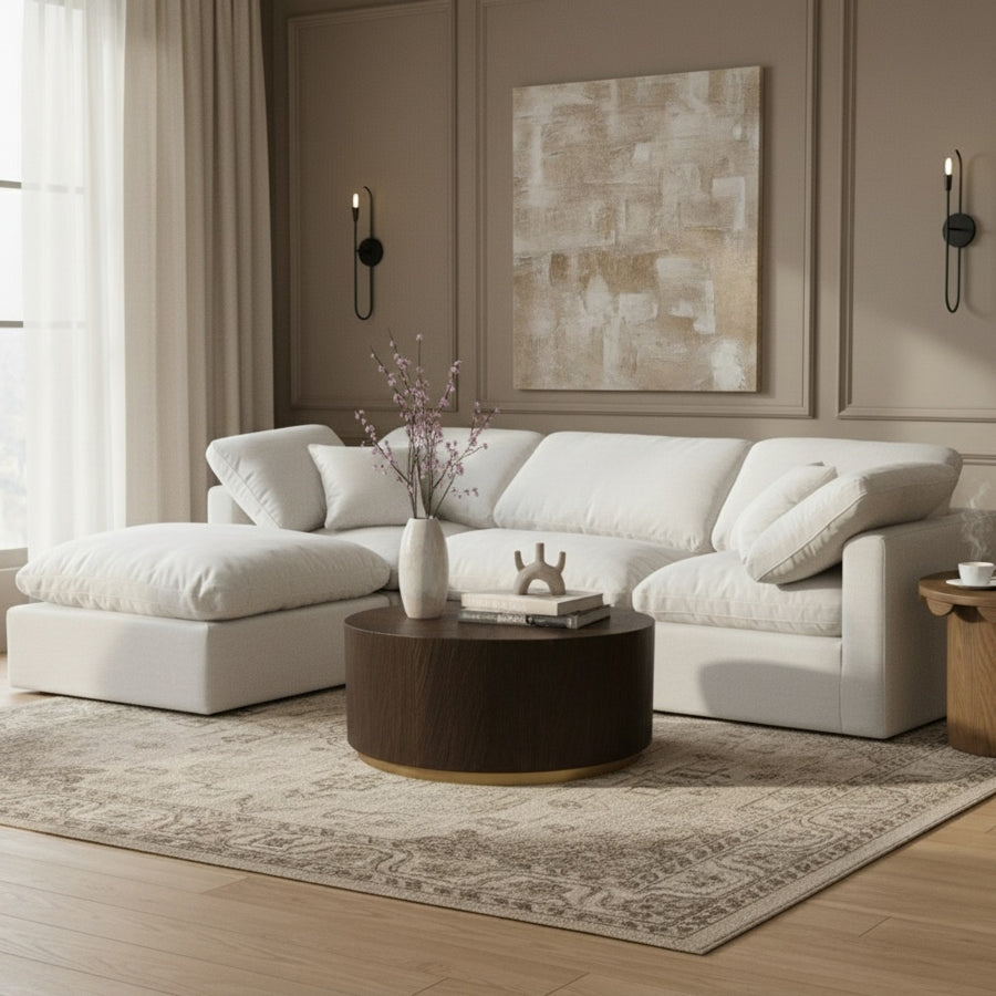 Indulge 105" Linen Textured Fabric Upholstered 4pc. Modular Sectional