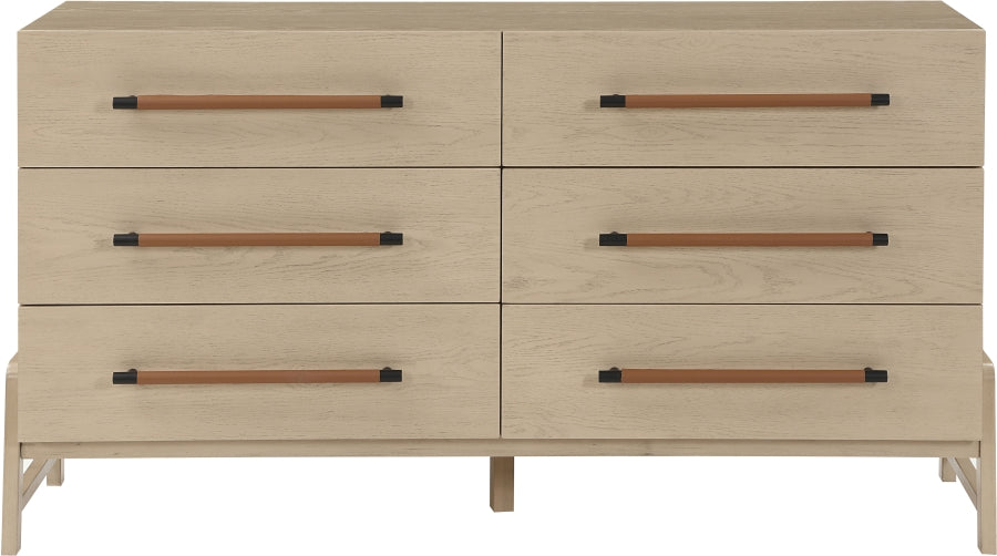 Kaya Oak Veneer And Vegan Leather Handle Dresser