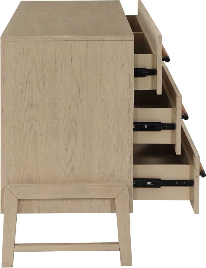 Kaya Oak Veneer And Vegan Leather Handle Dresser