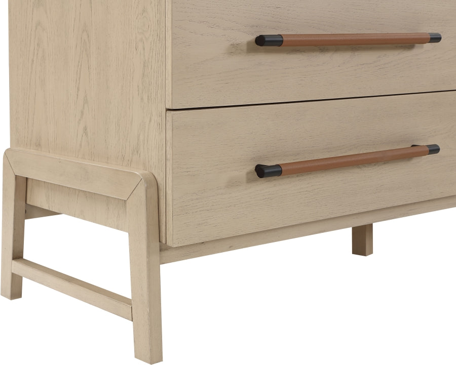 Kaya Oak Veneer And Vegan Leather Handle Dresser