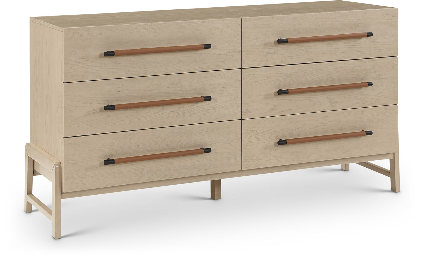Kaya Oak Veneer And Vegan Leather Handle Dresser