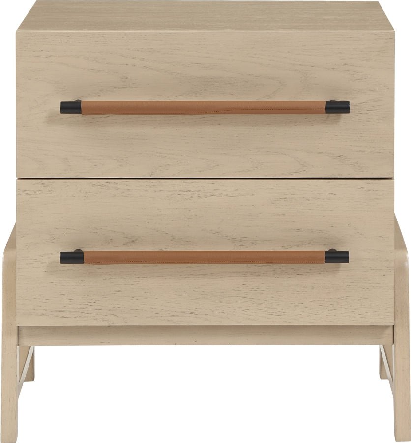 Kaya Oak Veneer And Vegan Leather Handle Night Stand