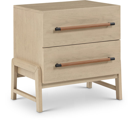 Kaya Oak Veneer And Vegan Leather Handle Night Stand