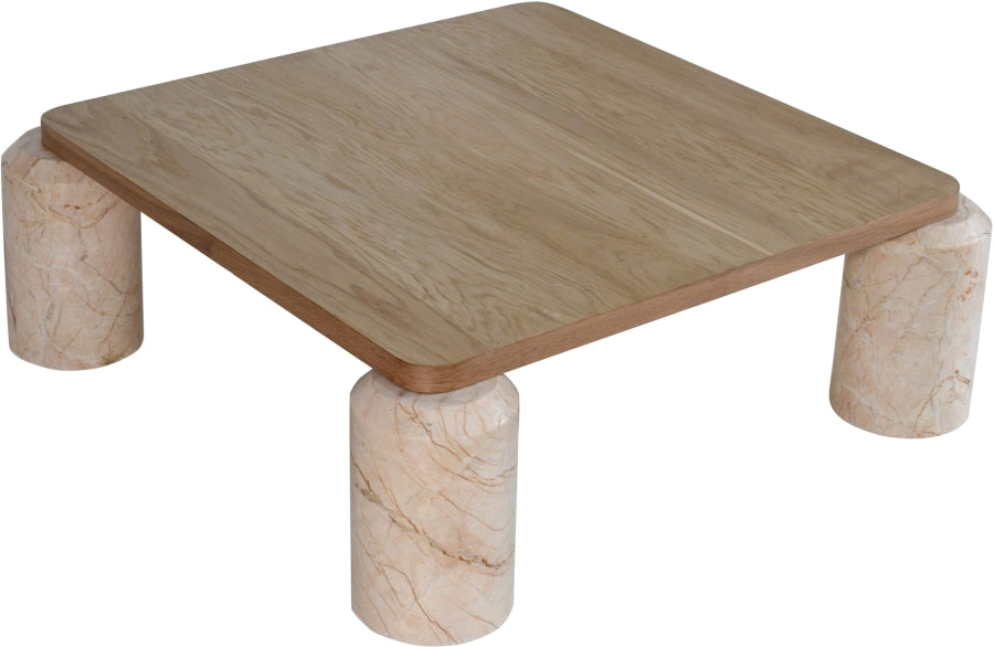 Ferrara Marble Base And Oak Wood Top Coffee Table