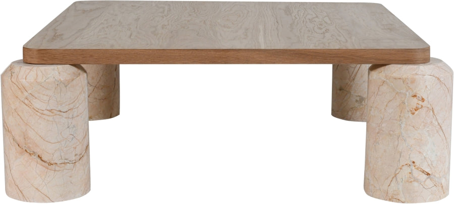 Ferrara Marble Base And Oak Wood Top Coffee Table