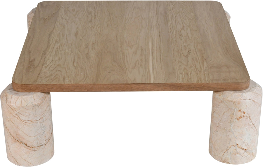 Ferrara Marble Base And Oak Wood Top Coffee Table