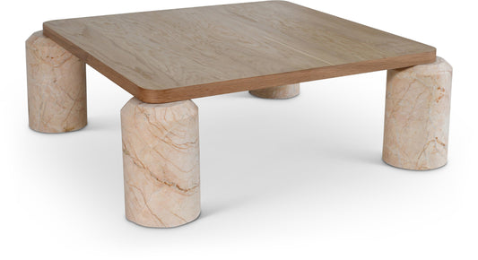 Ferrara Marble Base And Oak Wood Top Coffee Table