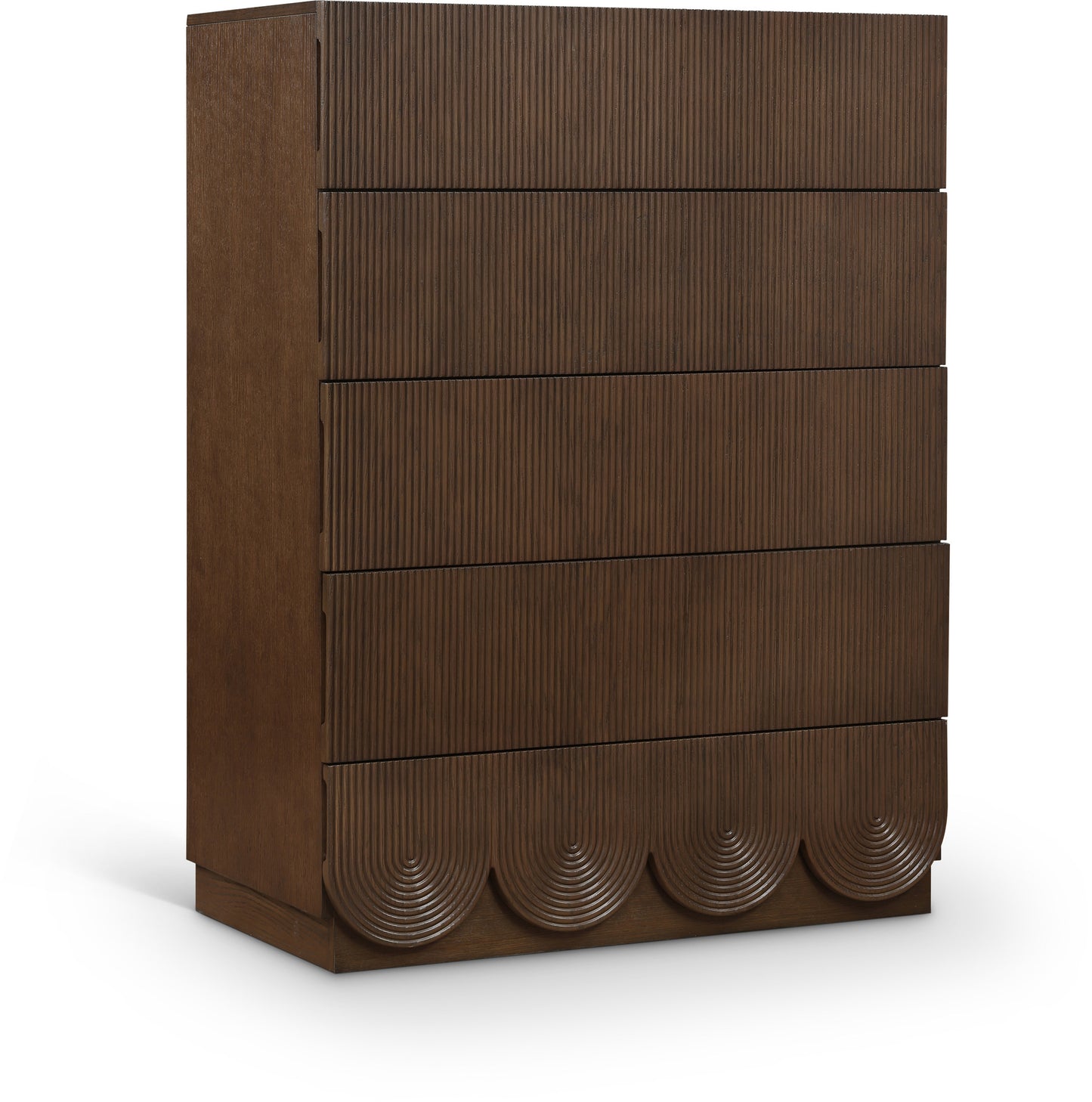Scallop Oak Veneer Chest