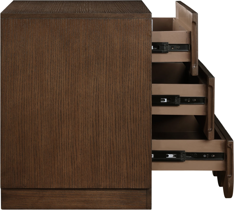 Scallop Oak Veneer Nightstand