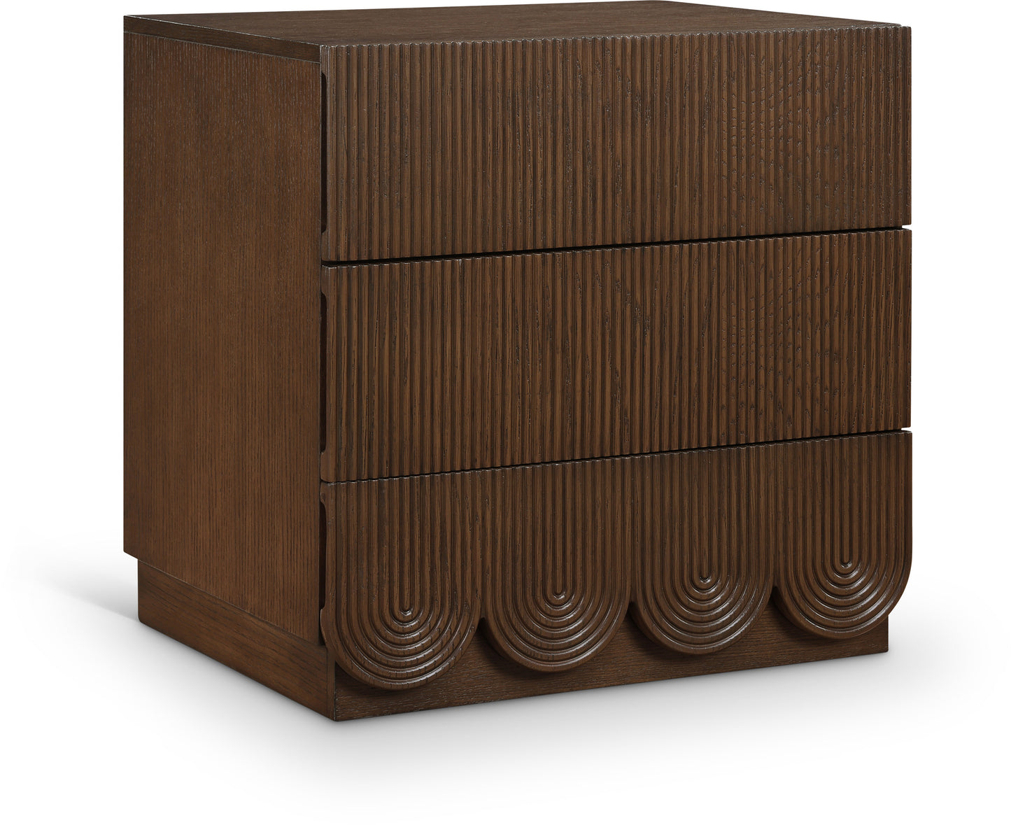 Scallop Oak Veneer Nightstand