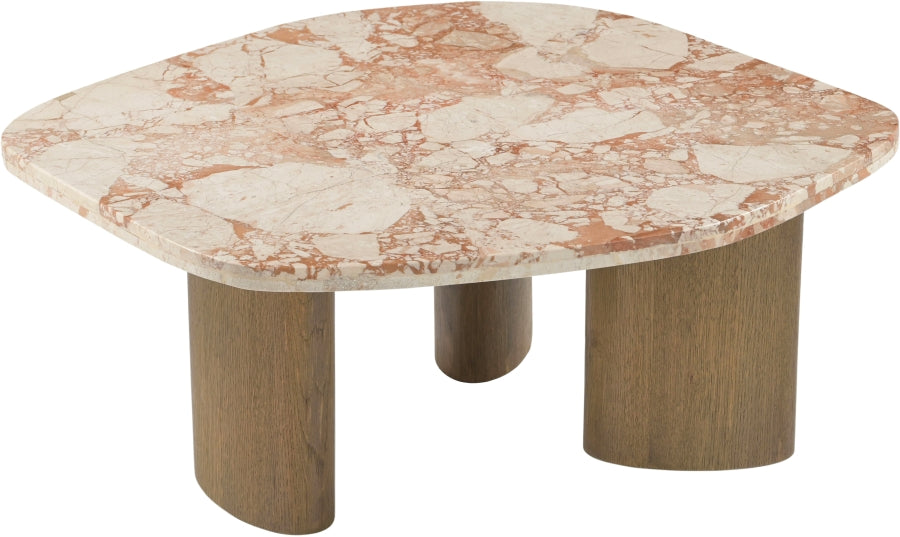 Puglia Marble Top And Oak Wood Base Coffee Table