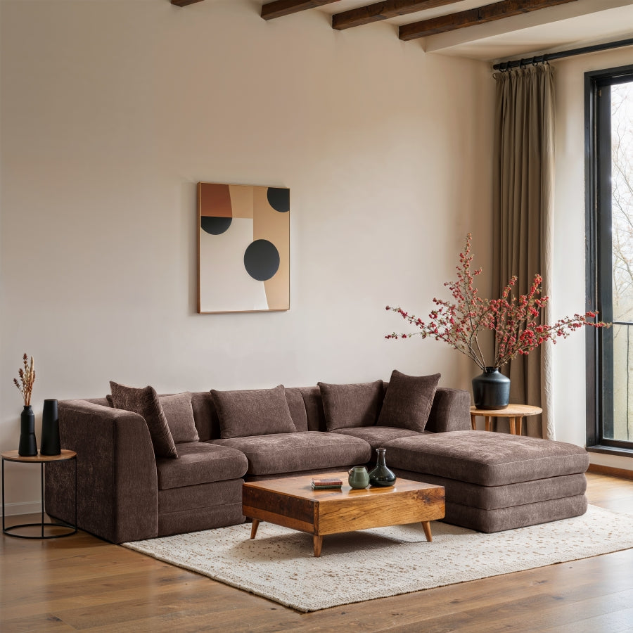 Stellar 114" Chenille Fabric Upholstered 4Pc. Modular Sectional