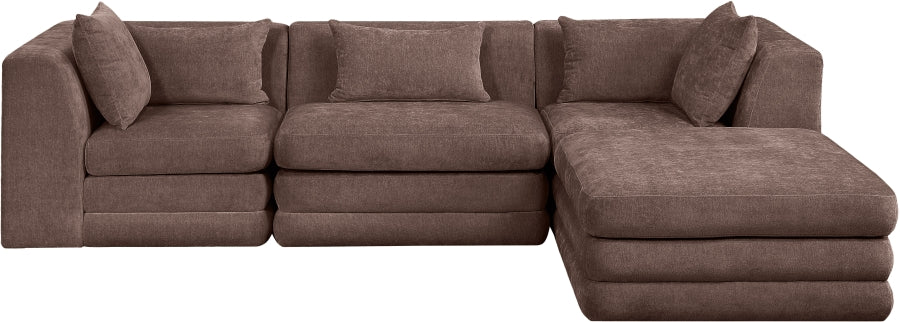 Stellar 114" Chenille Fabric Upholstered 4Pc. Modular Sectional