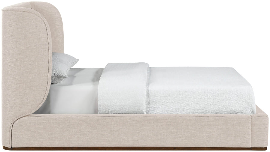 Aurin Linen Textured Fabric Upholstered Bed