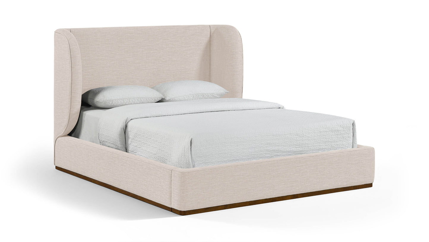 Aurin Linen Textured Fabric Upholstered Bed