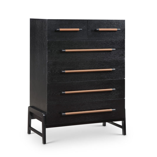 Rosedale 6 Drawer Tall Dresser – Ebony Oak Veneer